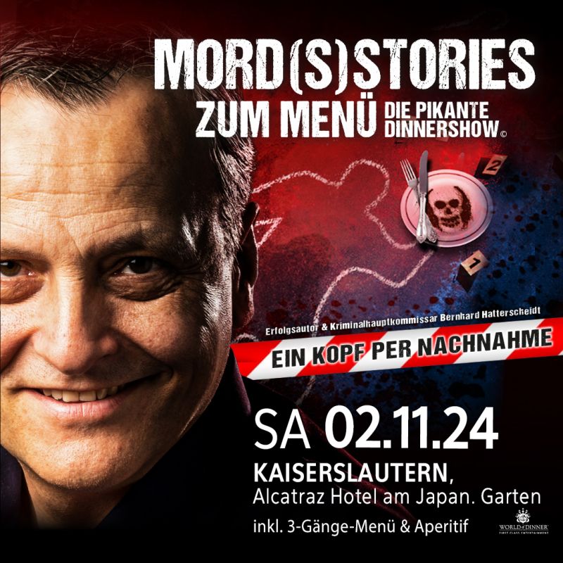 Event-Logo für True Crime! Mord(s)stories zum Menü - DINNERSHOW am 02.11.2024 um 19:00 Uhr in Kaiserslautern