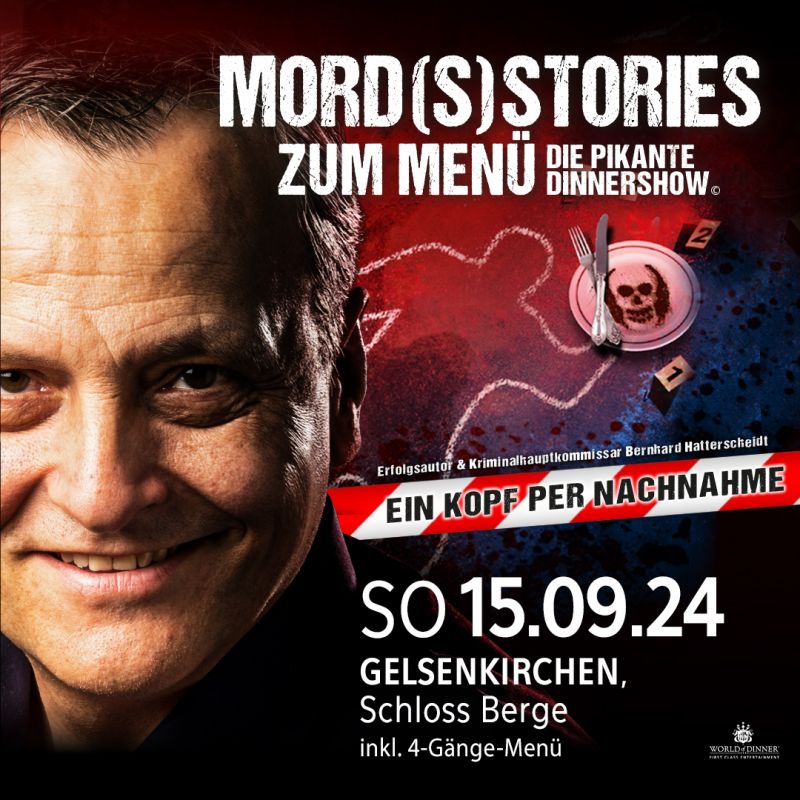 Event-Logo für True Crime! Mord(s)stories zum Menü - DINNERSHOW am 15.09.2024 um 18:00 Uhr in Gelsenkirchen