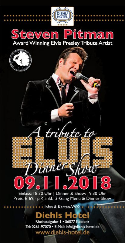 Event-Logo für A Tribute to Elvis - Dinner Show mit Steven Pitman am 09.11.2018 um 19:30 Uhr in Koblenz