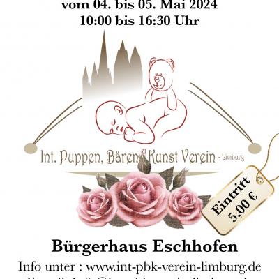 Bild 1 zu 03. Internationale Puppen, Bären und Kunst Börse am 04. Mai 2024 um 10:00 Uhr, Bürgerhaus Eschhofen (Limburg, Eschhofen)