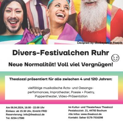 Bild 1 zu Divers-Festivalchen Ruhr im Kulturhaus Thealozzi am 06. April 2024 um 16:00 Uhr, Kulturhaus Thealozzi (Bochum)