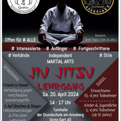 Bild 1 zu Jiu Jitsu Kampfkunst Lehrgang in Rheinberg am 20. April 2024 um 14:00 Uhr, Turnhalle der Grundschule (Rheinberg)