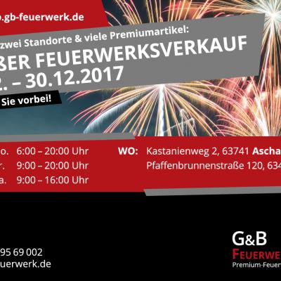 Bild 1 zu Feuerwerksverkauf vom Profi am 28. Dezember 2017 um 09:00 Uhr, G & B Feuerwerk (Aschaffenburg)