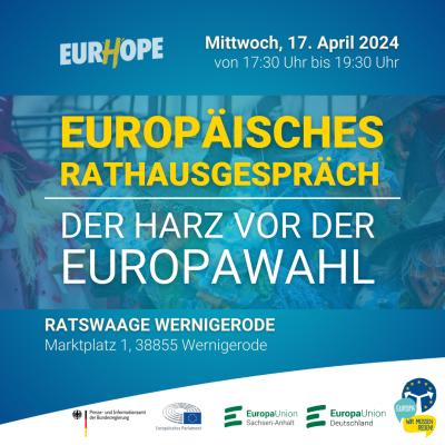 Bild 1 zu Europäisches Rathausgespräch am 17. April 2024 um 17:30 Uhr, Rathaus Wernigerode (Wernigerode)