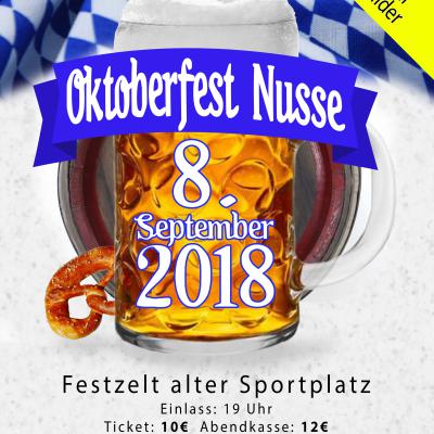 Bild 1 zu Oktoberfest in Nusse am 08. September 2018 um 19:00 Uhr, Festzelt Alter Sportplatz (Nusse)