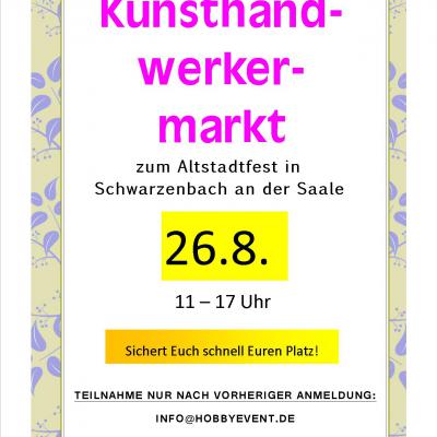 Bild 1 zu Kunsthandwerkermarkt am 26. August 2018 um 11:00 Uhr, Innenstadt (Schwarzenbach an der Saale)