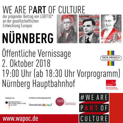 Bild 1 zu Vernissage WE ARE PART OF CULTURE Nürnberg am 02. Oktober 2018 um 19:00 Uhr, Nürnberg Hauptbahnhof (Nürnberg)