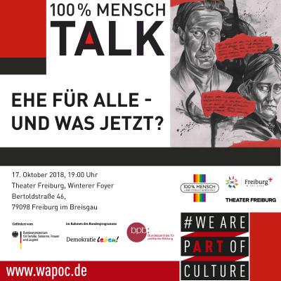 Bild 1 zu 100% MENSCH Talk Freiburg am 17. Oktober 2018 um 19:00 Uhr, Theater Freiburg (Freiburg im Breisgau)