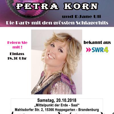 Bild 1 zu Schlagerparty mit Petra Korn  am 20. Oktober 2018 um 19:00 Uhr, Mittelpunkt der Erde - Saal -  (Hoppegarten)