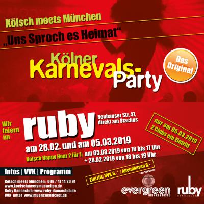 Bild 1 zu Kölner Karnevals Party 2019 am  um 16:00 Uhr, Ruby Danceclub (München)