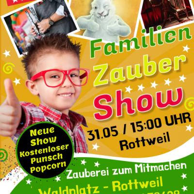 große Kinder & Familien Zauber Show zum Mitmachen - Familien Show gratis Popcorn & sommerlicher Punsch in Rottweil am 31. Mai 2026 um 15:00 Uhr