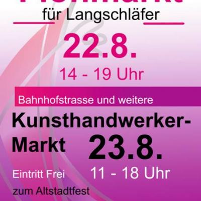 Bild 1 zu Langschläfer-Flohmarkt 14-19 Uhr  am 22. August 2020 um 14:00 Uhr, Innenstadt (Schwarzenbach an der Saale)